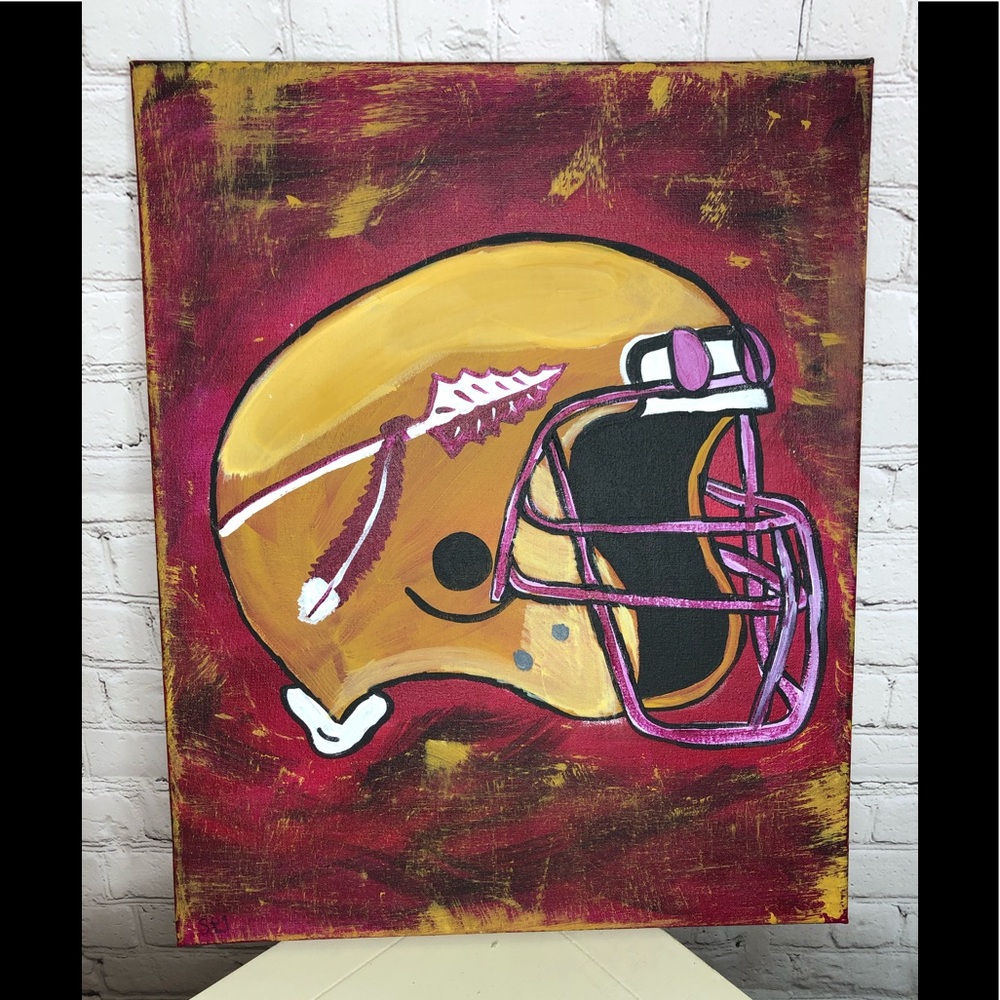 Brand New-Original Canvas Painting. FSU Helmet